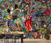 3D Abstract Artistic Graffiti Building People Wall Mural Wallpaper GD 3686- Jess Art Decoration