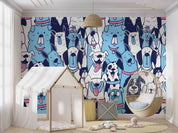 3D Dog Pattern cute dog pattern background wall mural wallpaper for kids room - view 4