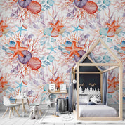 3D Animal Starfish Conch Coral Fish Sea Wall Mural Wallpaper YXL 61
