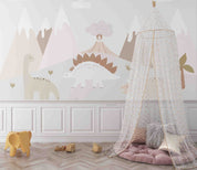 3D Mountain Dinosaur Cloud Volcano Wall Mural Wallpaper YXL 336