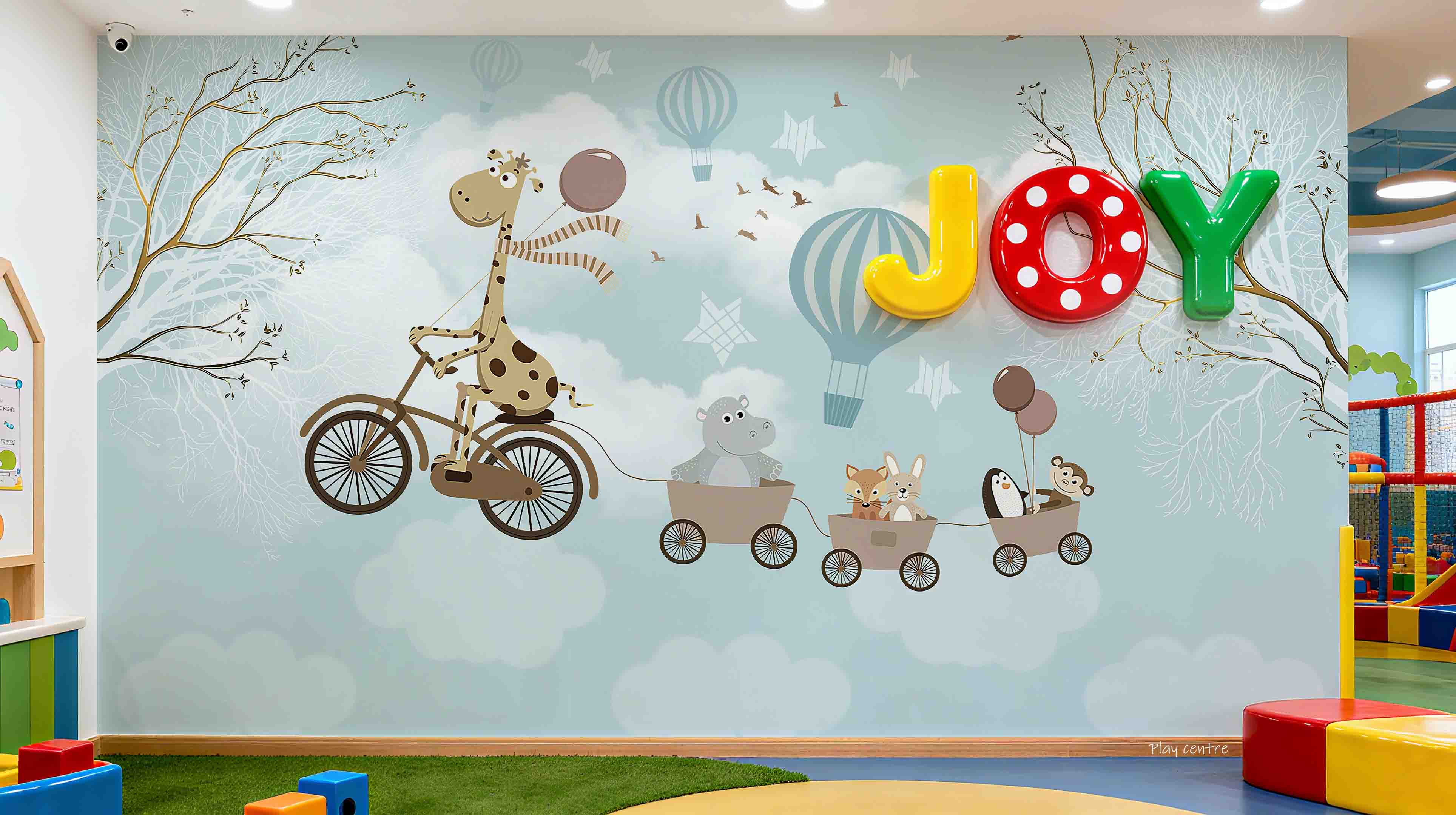 3D Play Centre Amusement Park Funfair Carnie Cartoon Animals Wall Mural Wallpaper 17