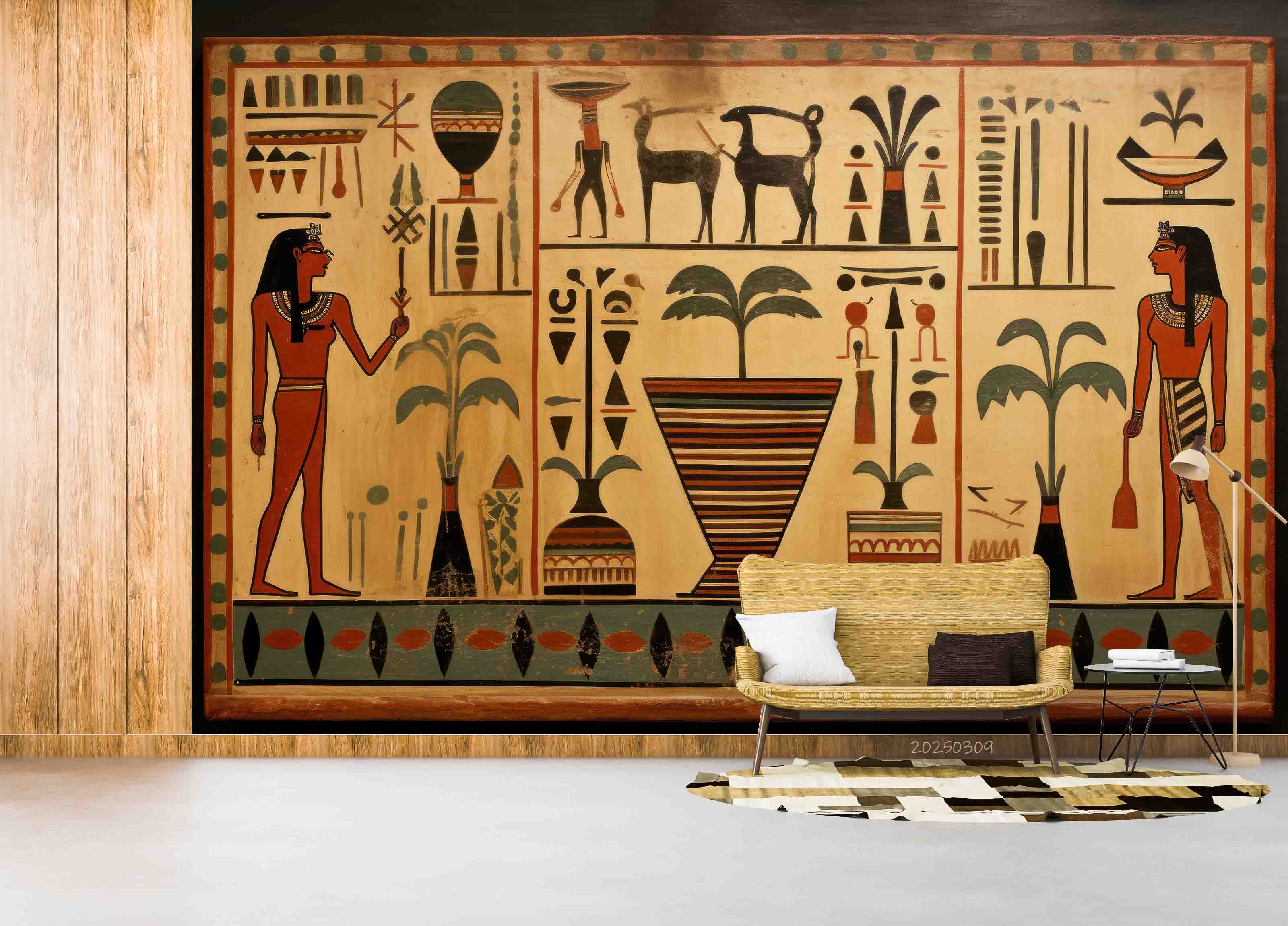 3D Egyptian Hieroglyphics Engraving Painting Ancient Plants Wallpaper Wall Mural Wall Decor Wall Art Wall Sticker Remoable Wallpaper LQH 7