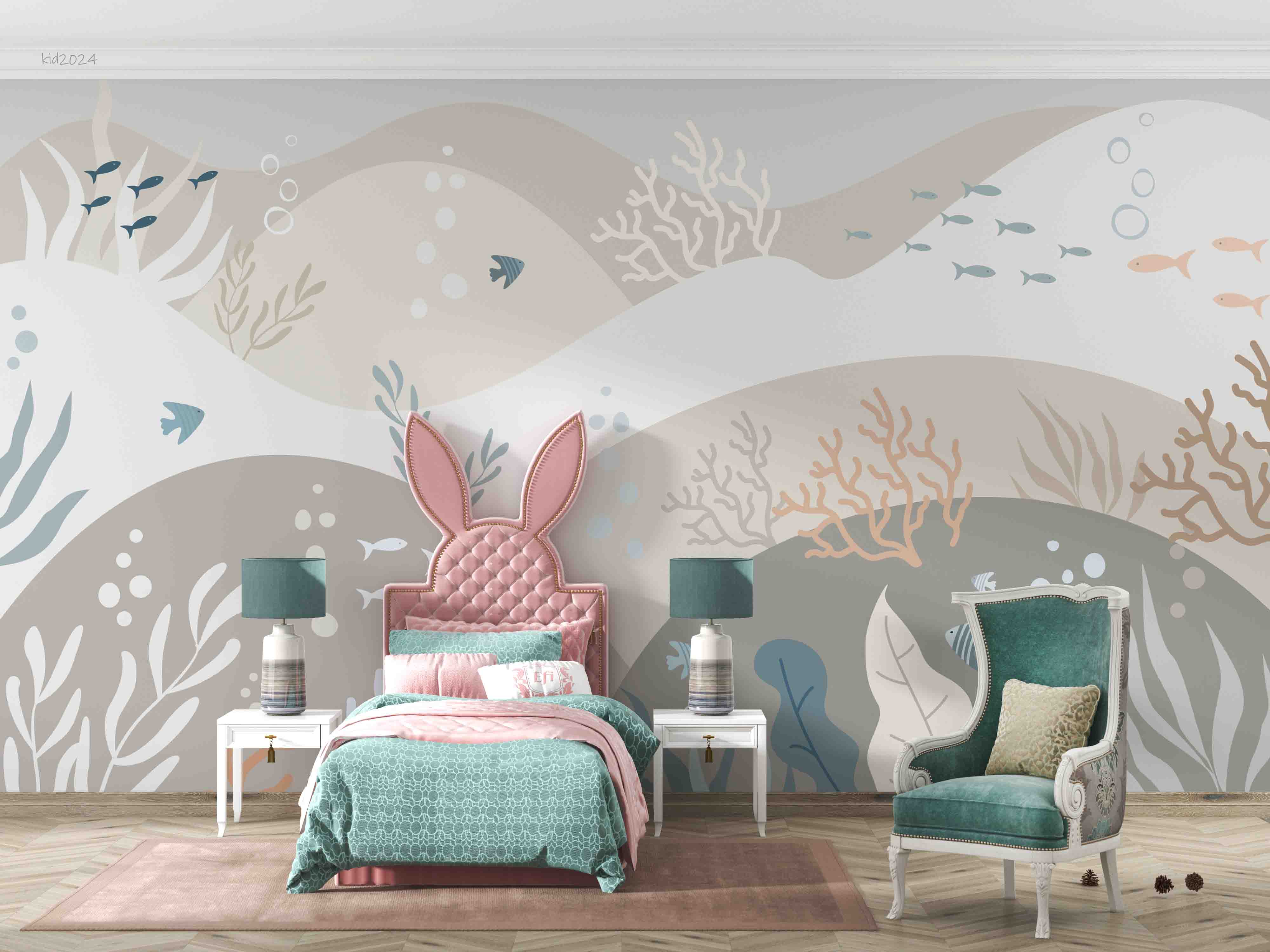 3D Ocean Coral Fish Spume Wall Mural Wallpaper YXL 373