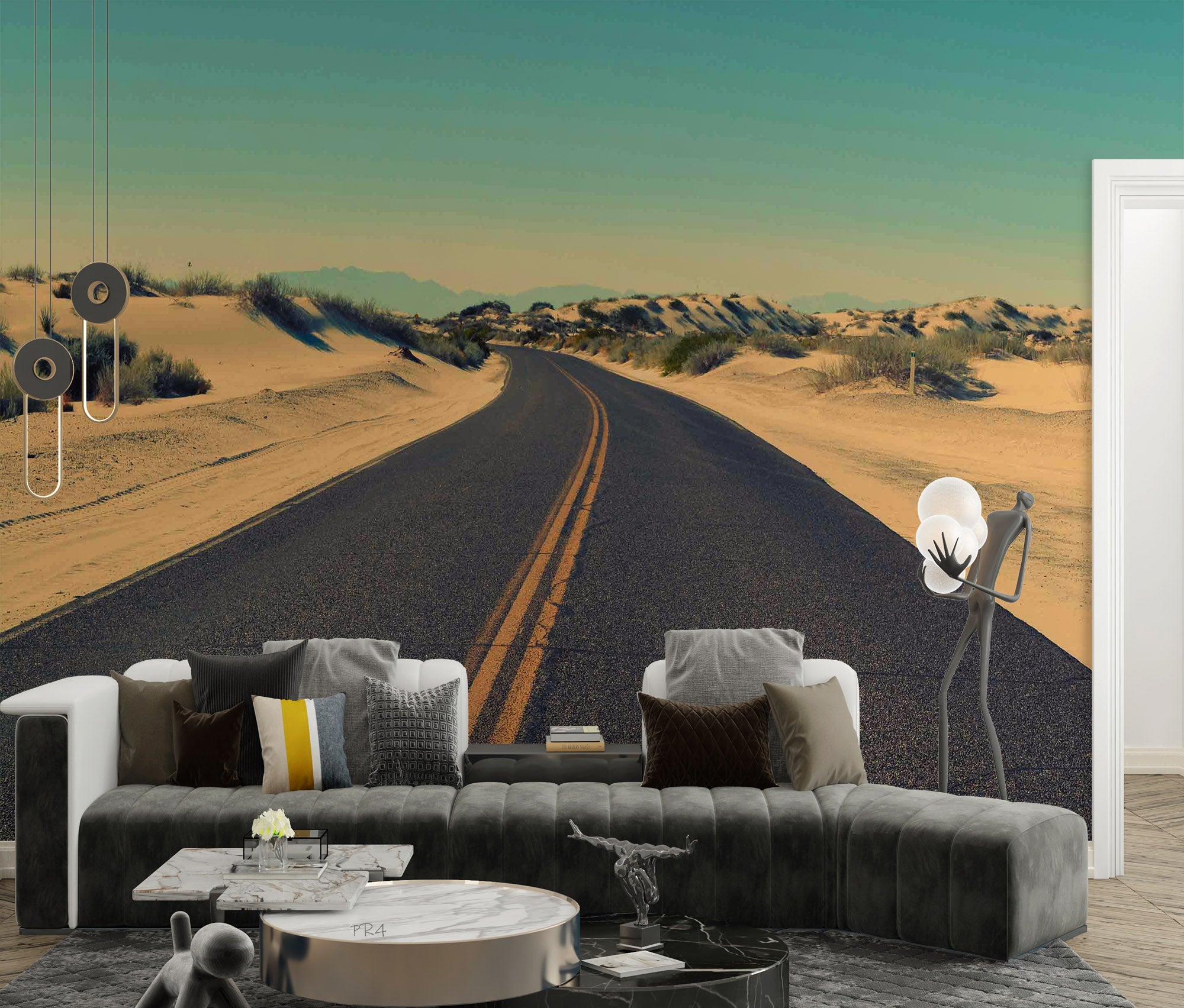 3D Desert Green Plant Road Scenery Wall Mural Wallpaper GD 3942- Jess Art Decoration
