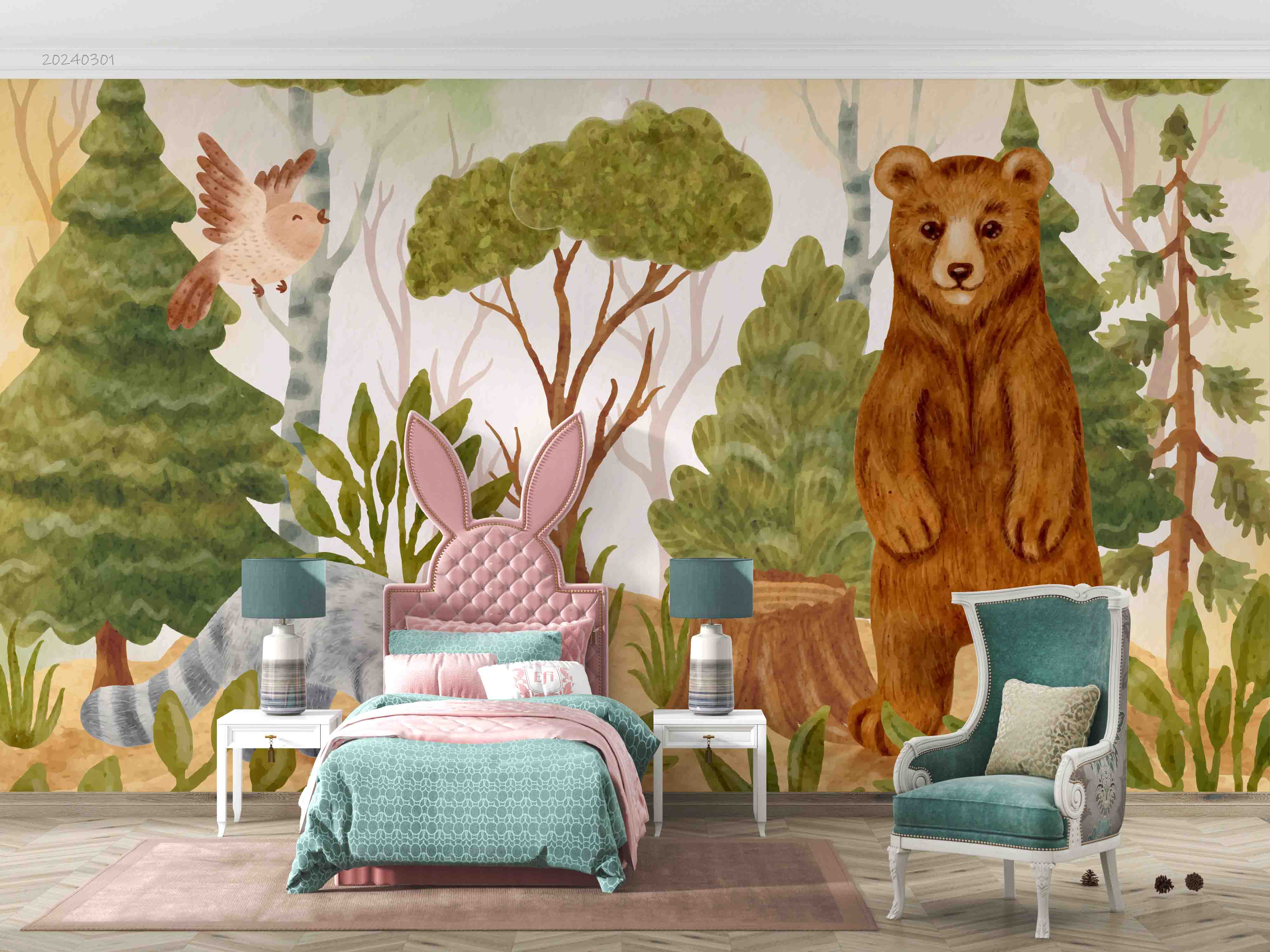 3D Cartoon Animal Bear Forest Kids Wallpaper Wall Mural Wall Decor Wall Art Wall Sticker Remoable Wallpaper