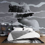 3D Sculpture Head Crack Gray Wall Mural Wallpaper YXL 2432