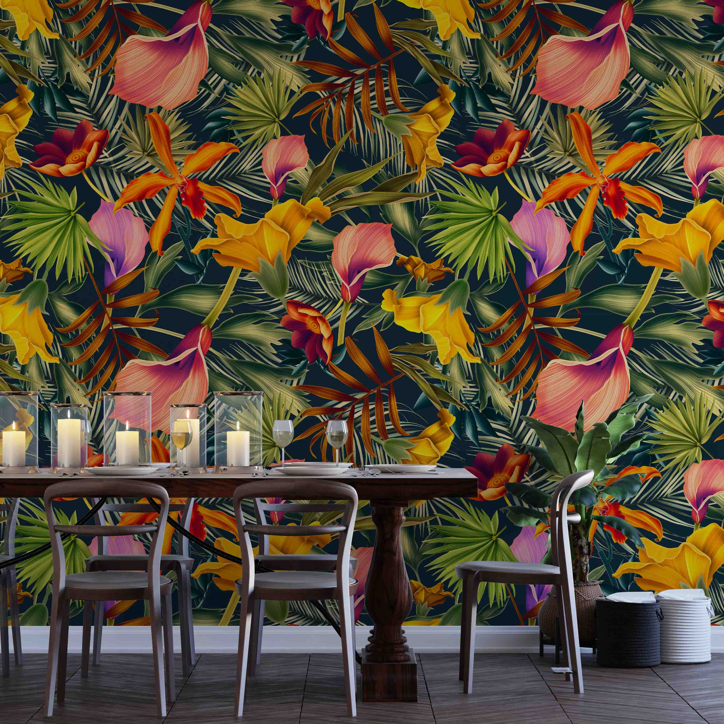 3D Floral Leaves Vintage Colorful Wall Mural Wallpaper JN