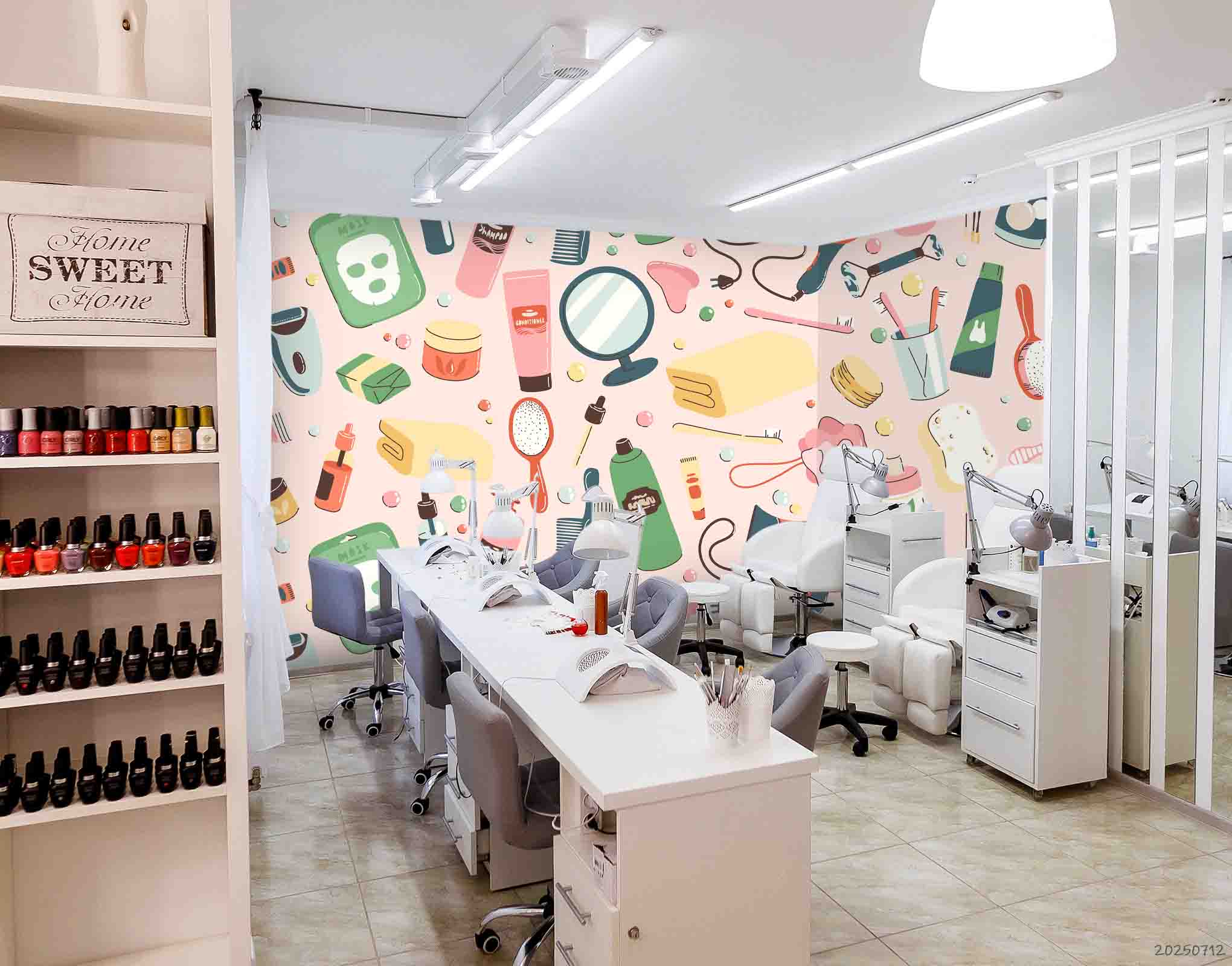 3D Salon Shop Beauty Salon Manicure Set Manicure Tools Wall Mural Wallpaper 15