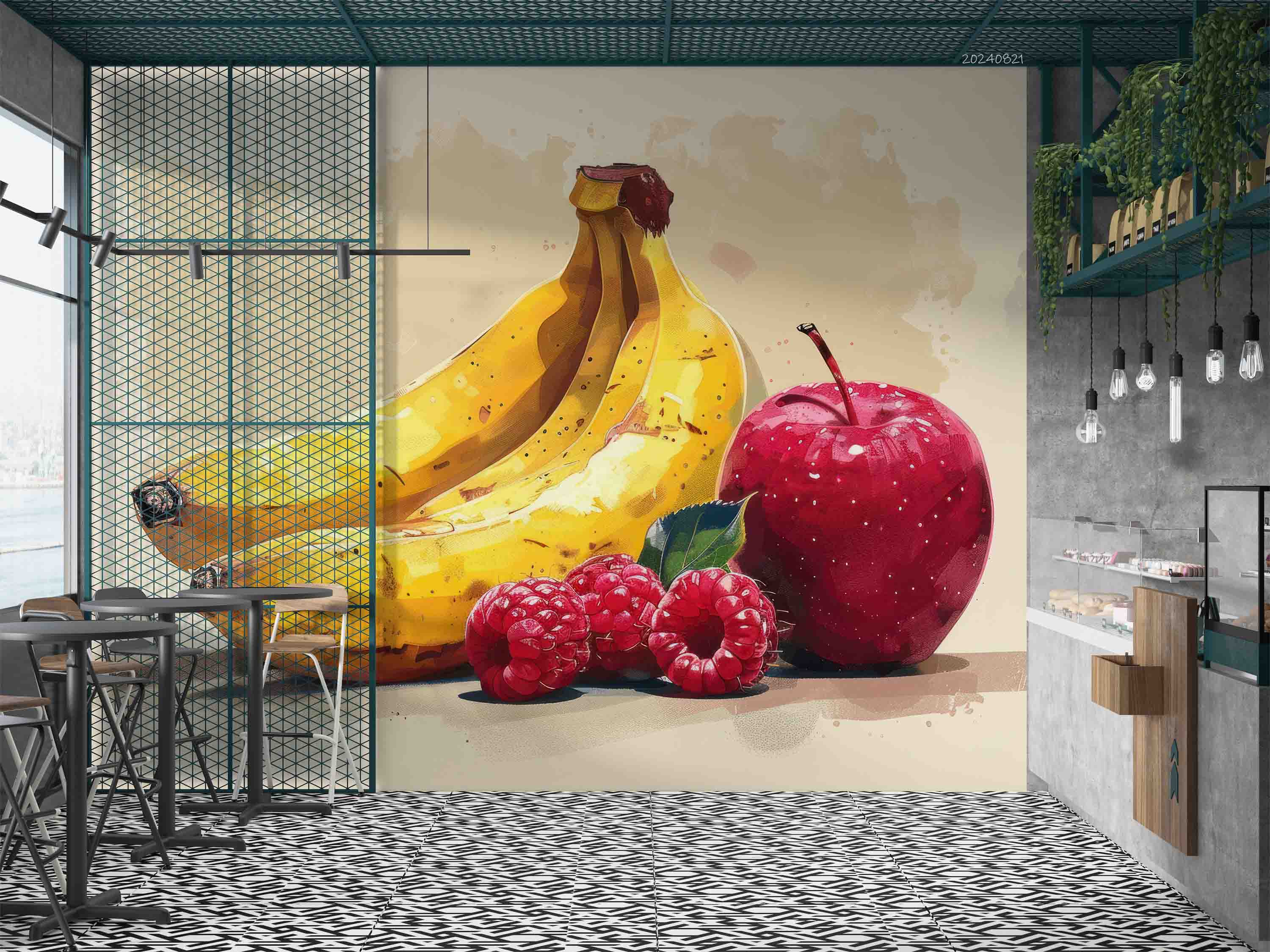 3D Pattern Apple Banana Wall Mural Wallpaper YXL 249
