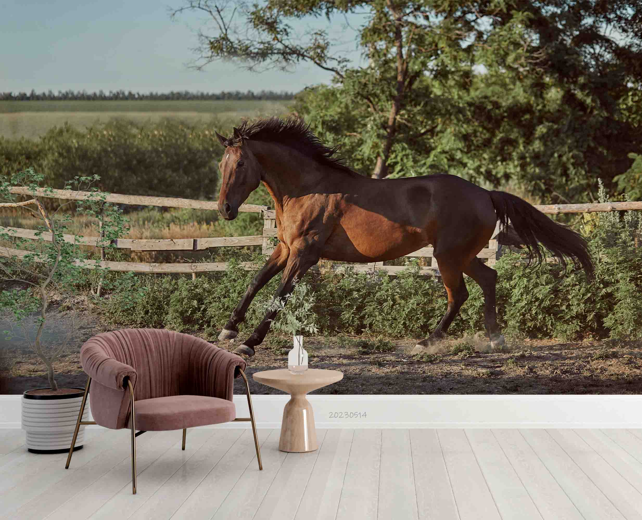 3D Horse Paddock Sand Field Summer Animal Ranch Wall Mural Wallpaper GD 5338- Jess Art Decoration
