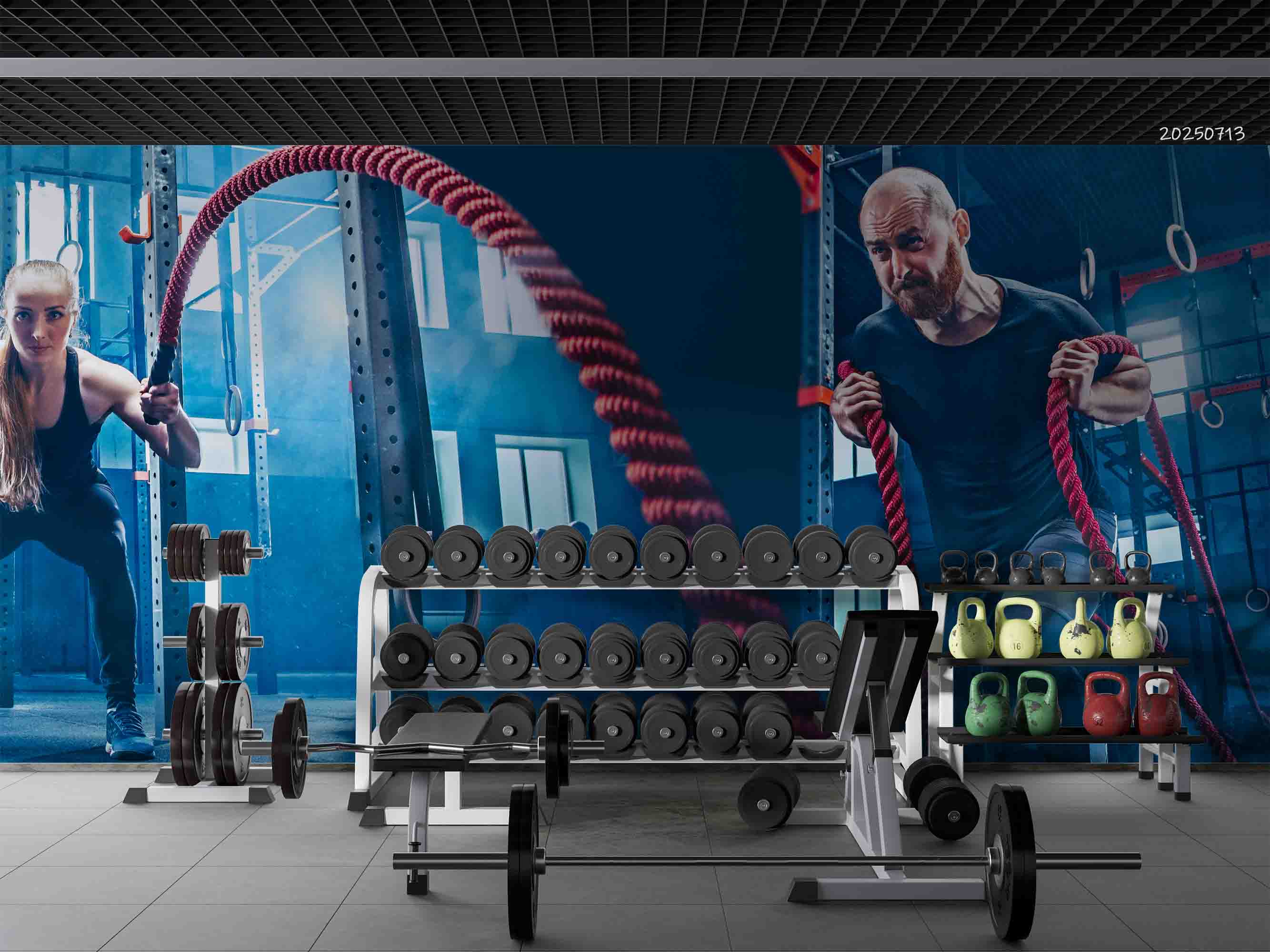 3D Gym Fitness Gymnasium Wall Mural Wallpaper 38