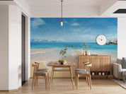 3D Sandbeach Sea Mountain Bluesky Cloud Wall Mural Wallpaper YXL 2678