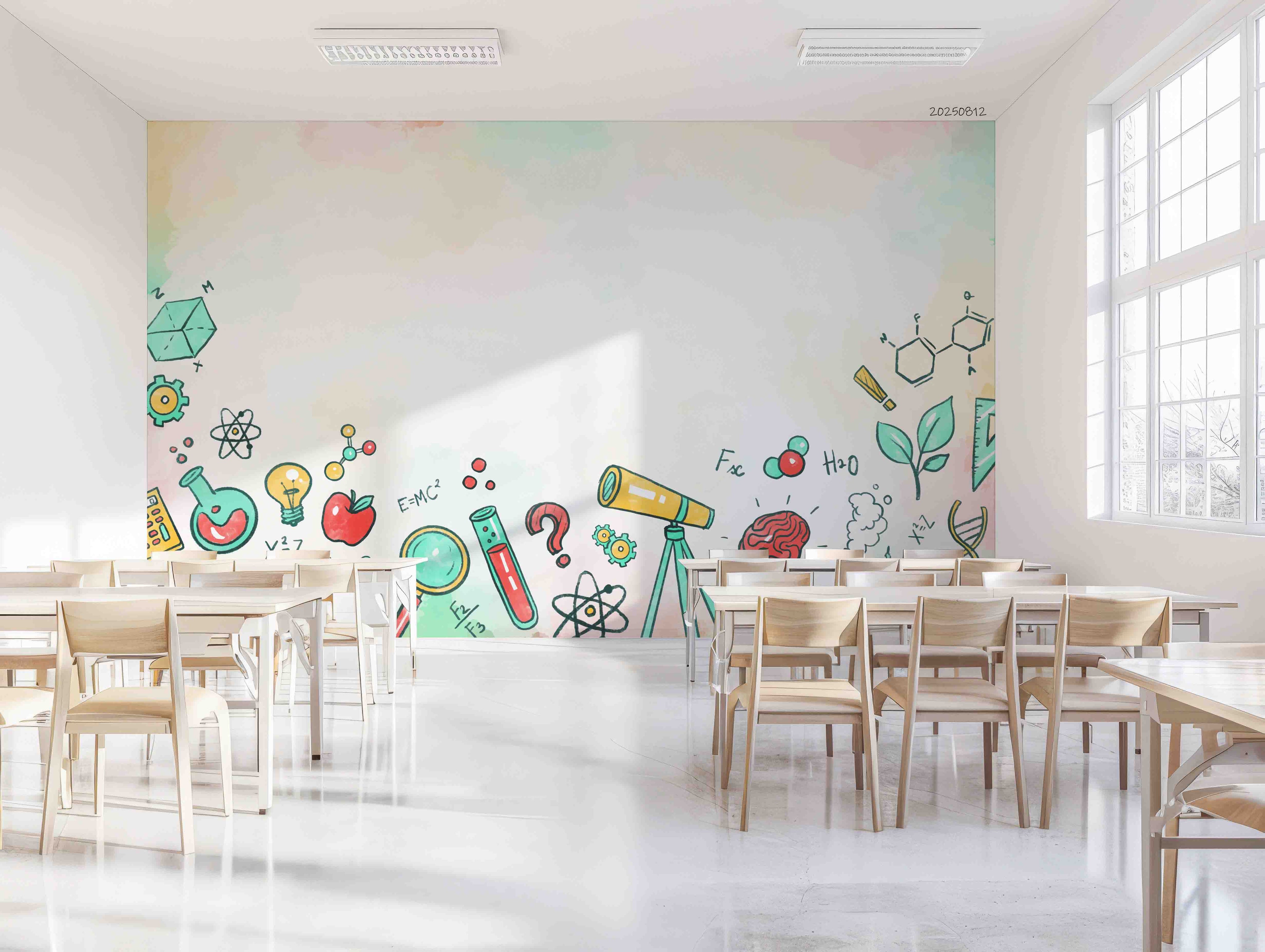 3D School STEM Science Lab Classroom Teaching Aid Wall Mural Wallpaper 45