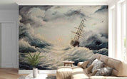 3D Oil Painting Huge Waves Sailboat Wall Mural Wallpaper GD 4312- Jess Art Decoration