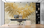 3D Office Business Commerce Golden Lines Modern Wall Mural Wallpaper 54