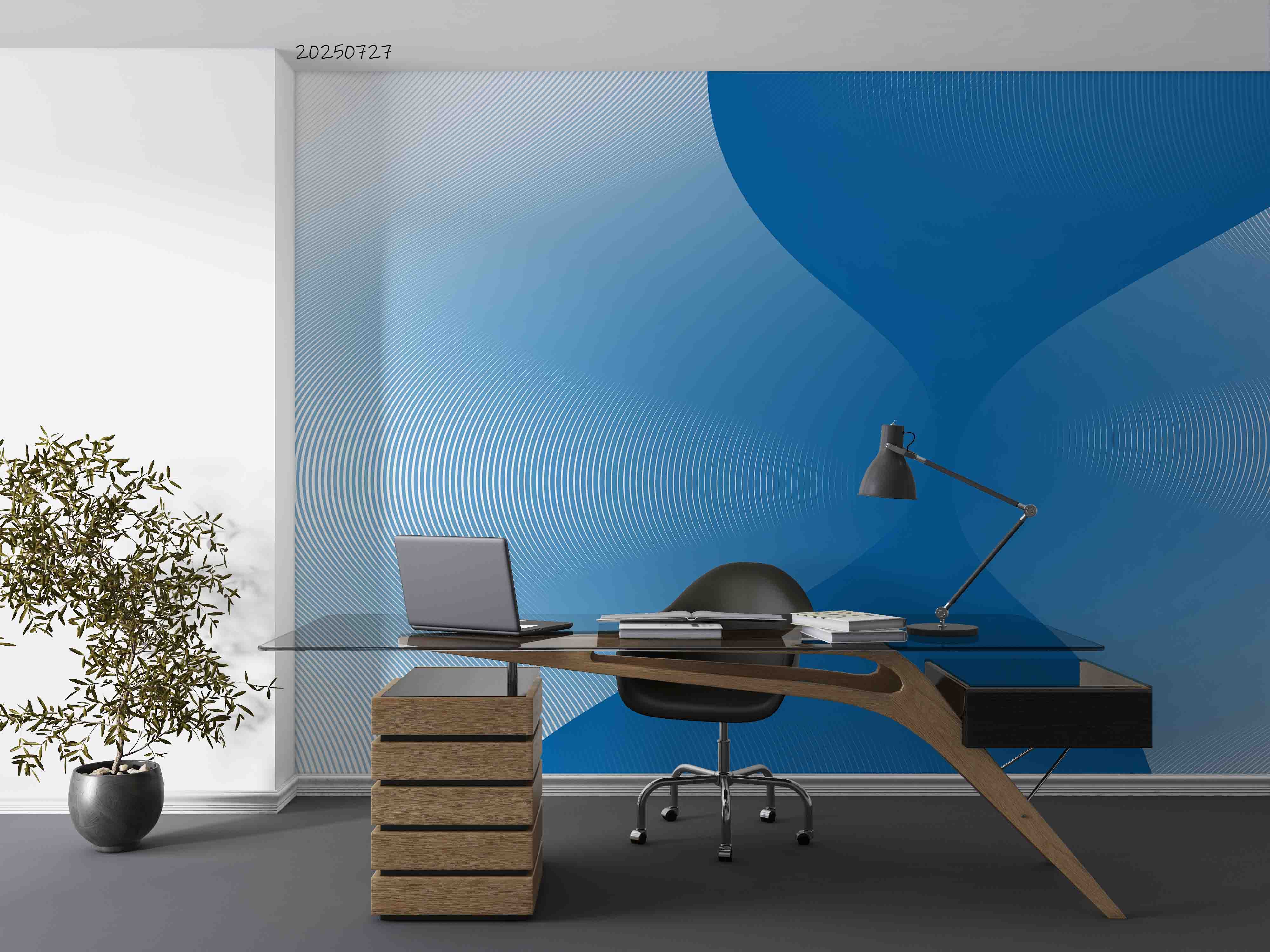 3D Office Business Commerce Blue Tosca Stripes Wall Mural Wallpaper 33