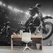 3D Person Sunlight Motorbike Gray Wall Mural Wallpaper YXL 97