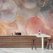 3D Abstract Damaskeen Gold Dust Ellipse Wall Mural Wallpaper YXL 626