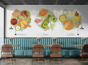 3D Cartoon Carbohydrate Fiber Cereal Grain Bread Energy Meat Eggs Diet Concept Wall Mural Wallpaper GD 5285- Jess Art Decoration