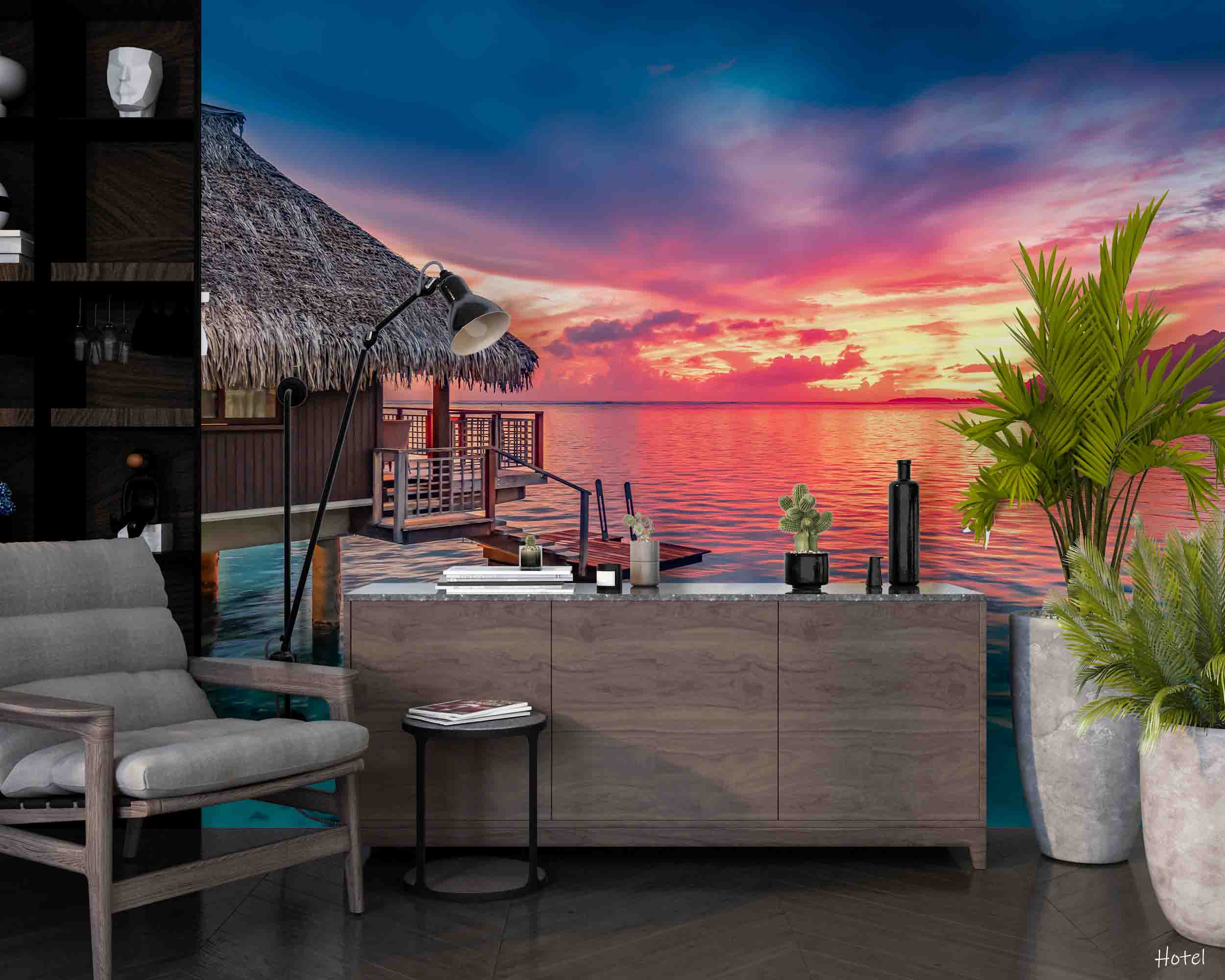 3D Hotel Inn Motel Hostel Resort Manor Scenery Sea Wall Mural Wallpaper 28