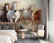 3D White Horse Running Oil Painting Wallpaper Wall Mural Wall Decor Wall Art Wall Sticker Remoable Wallpaper LQH 24