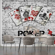 Graffiti Poker Brick Wall Background Wallpaper urban graffiti wall mural for teen room, studio or feature wall