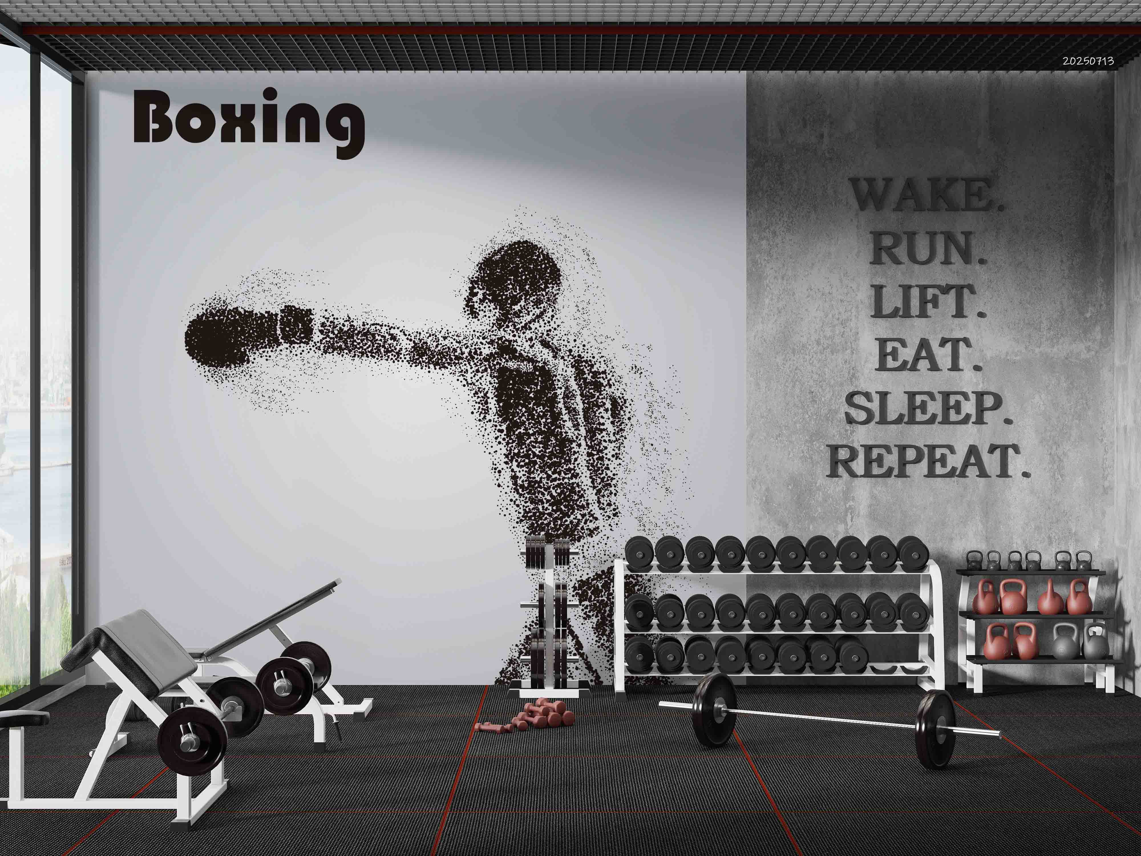 3D Gym Fitness Gymnasium Boxing Wall Mural Wallpaper 62