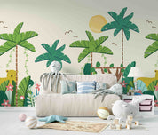 3D Tree Flower Cheetah Sun Bird Wall Mural Wallpaper YXL 322