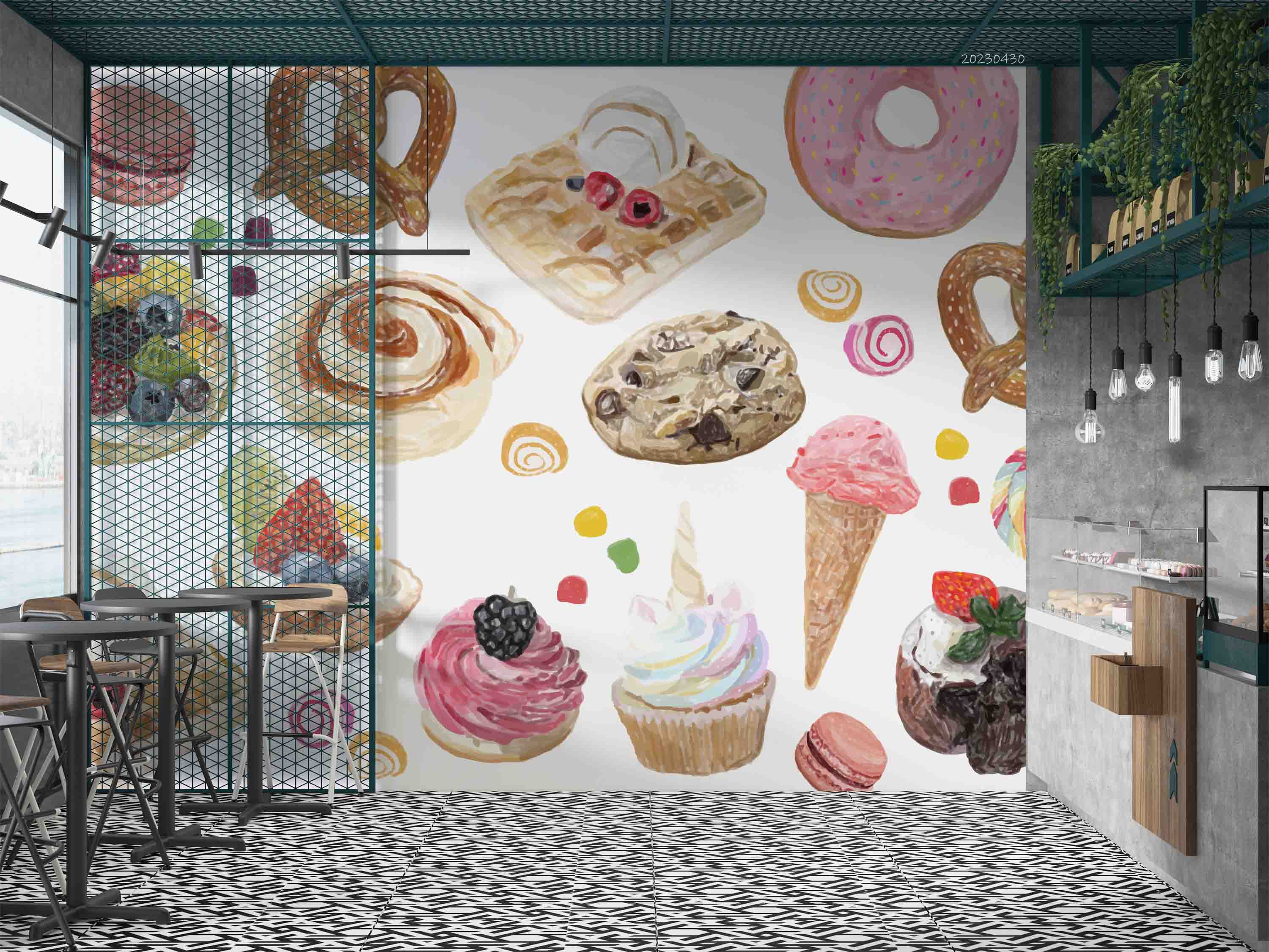 3D Hand Drawn Candy Watercolor Style Wall Mural Wallpaper GD 5252- Jess Art Decoration