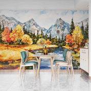 3D Oil Painting Tree Mountain Floral Grassland Wall Mural Wallpaper YXL 154