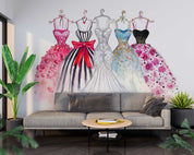 3D Watercolor Fashion Dress Illustration Wall Mural Wallpaper GD 4876- Jess Art Decoration