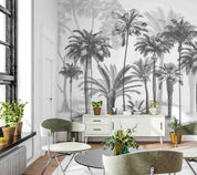 3D Misty Palm Tree Forest soft tropical palm landscape wall mural wallpaper for bedroom - view 6