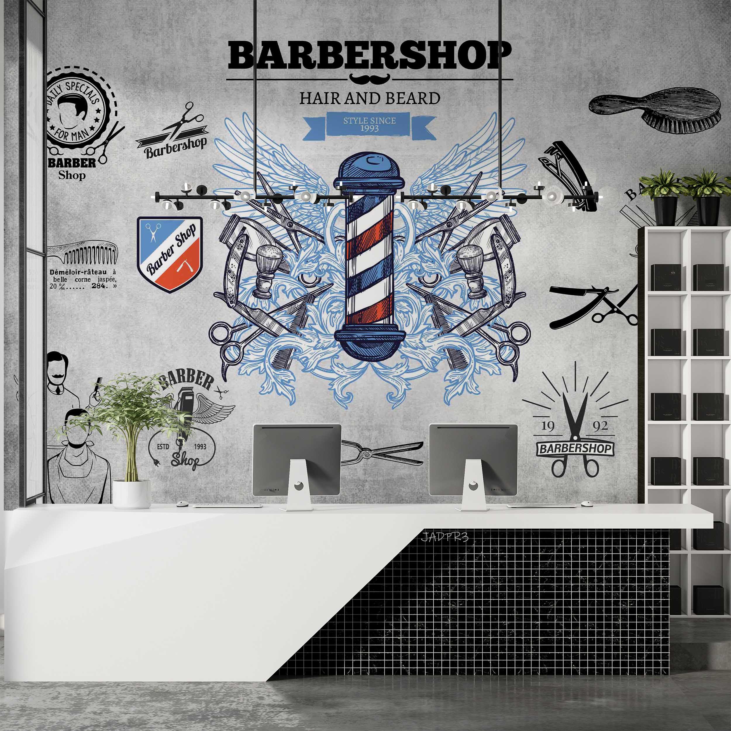 3D Barber Shop Background Wall Mural Wallpaper GD 3894- Jess Art Decoration