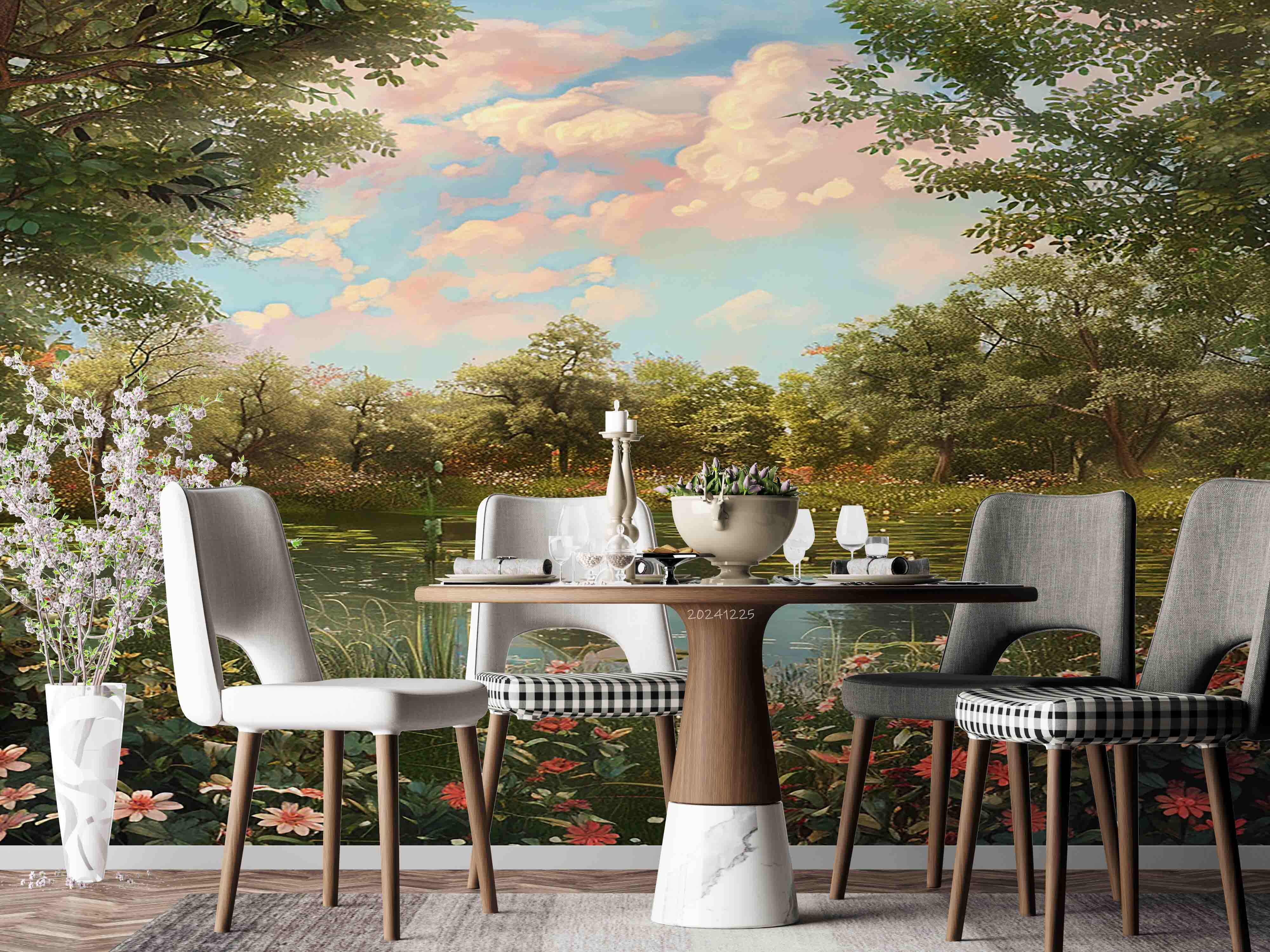 3D Sky Forest Park Lake Landscape Wallpaper Wall Mural Wall Decor Wall Art Wall Sticker Remoable Wallpaper LQH 51