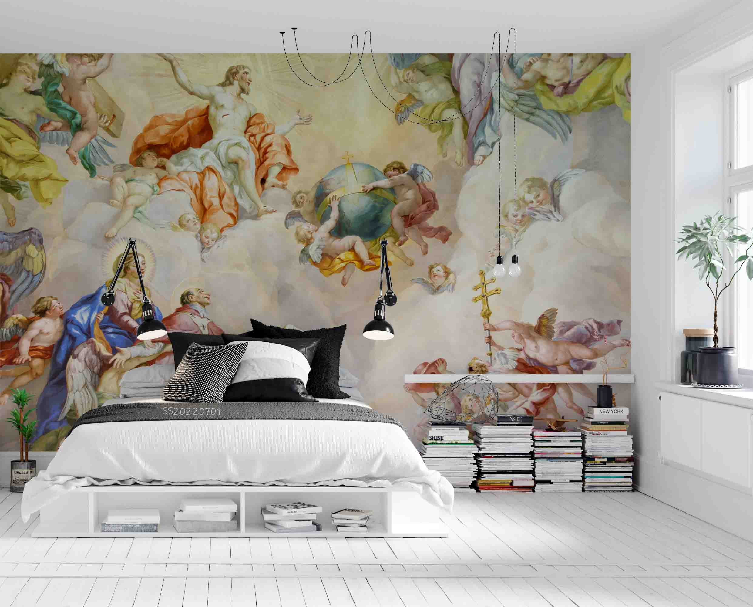 3D Saints Angels Fresco St Charles Church Wall Mural Wallpaper GD 5039- Jess Art Decoration