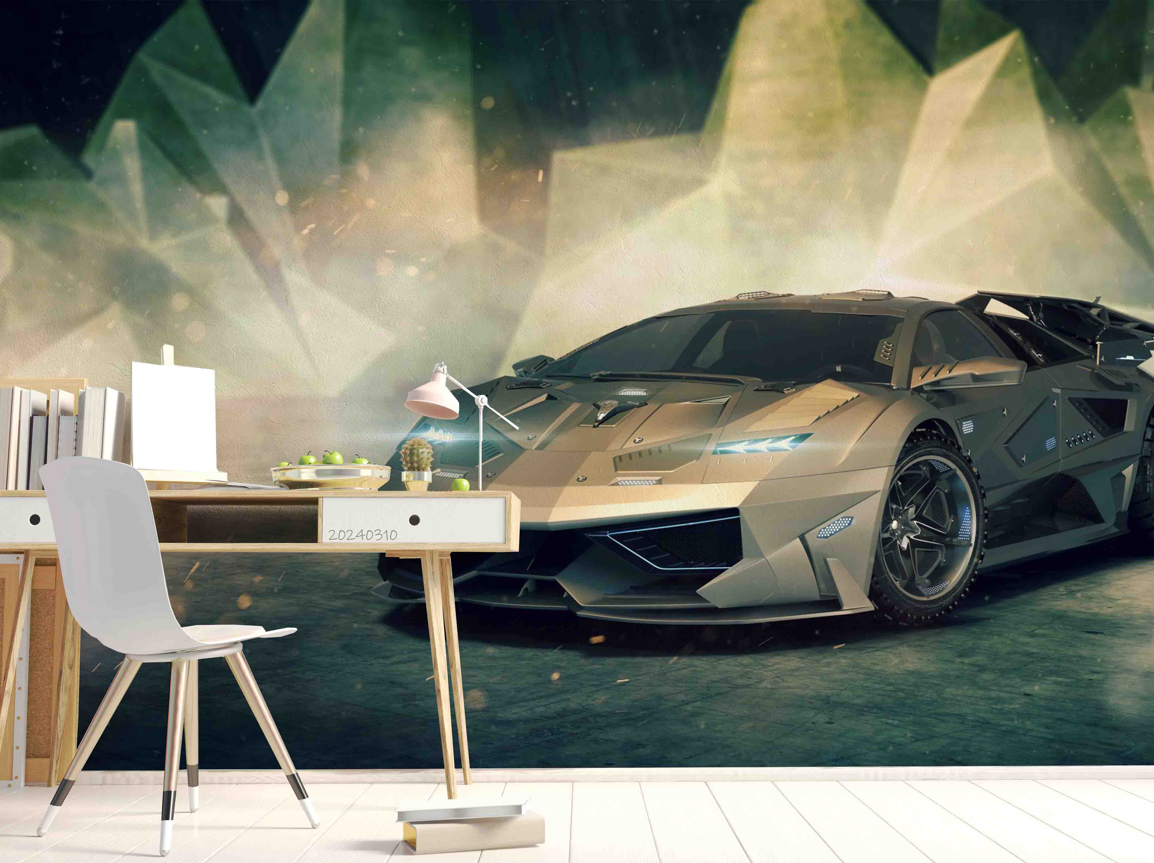 3D Brown Sports Car Wallpaper Wall Mural Wall Decor Wall Art Wall Sticker Remoable Wallpaper