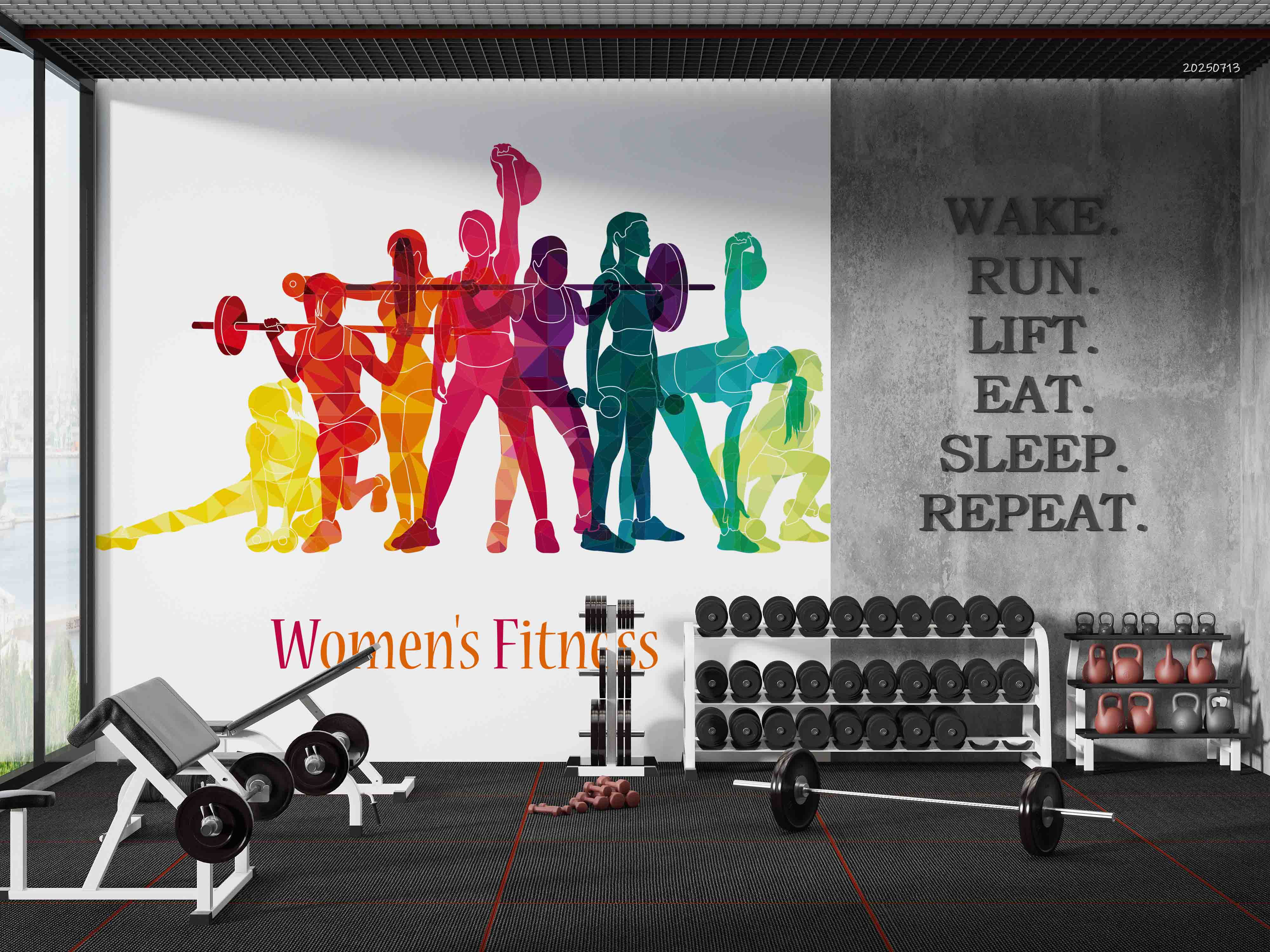 3D Gym Fitness Gymnasium Dumbbell Wall Mural Wallpaper 43