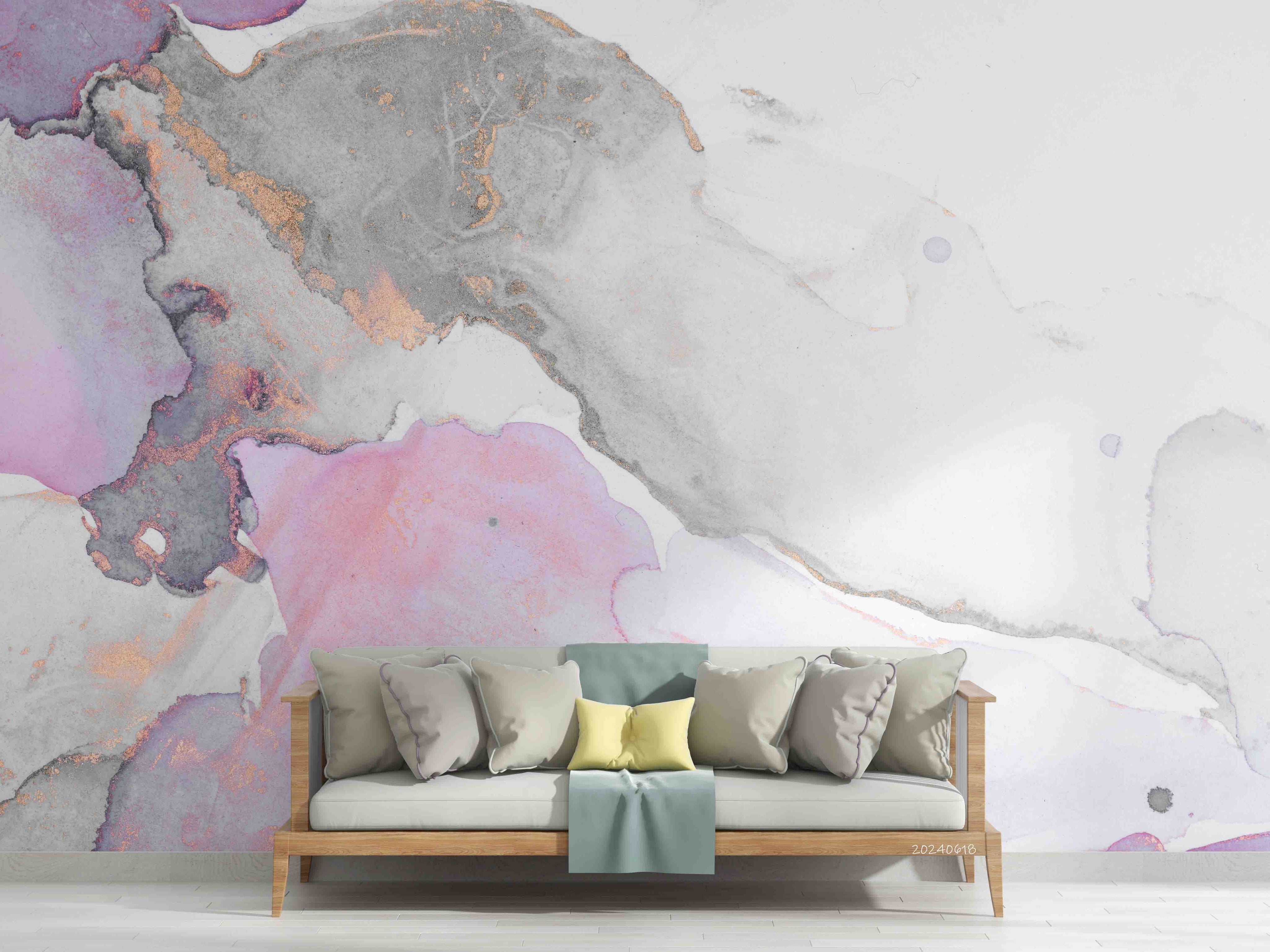 3D Abstract Damaskeen Dull Polish Wall Mural Wallpaper YXL 612