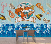 3D Animal Sea World Ocean Blue Fish Prawn Wall Mural Wallpaper YXL 18- Jess Art Decoration