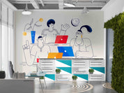 3D Office Business Commerce Hand Drawing Working Wall Mural Wallpaper 24