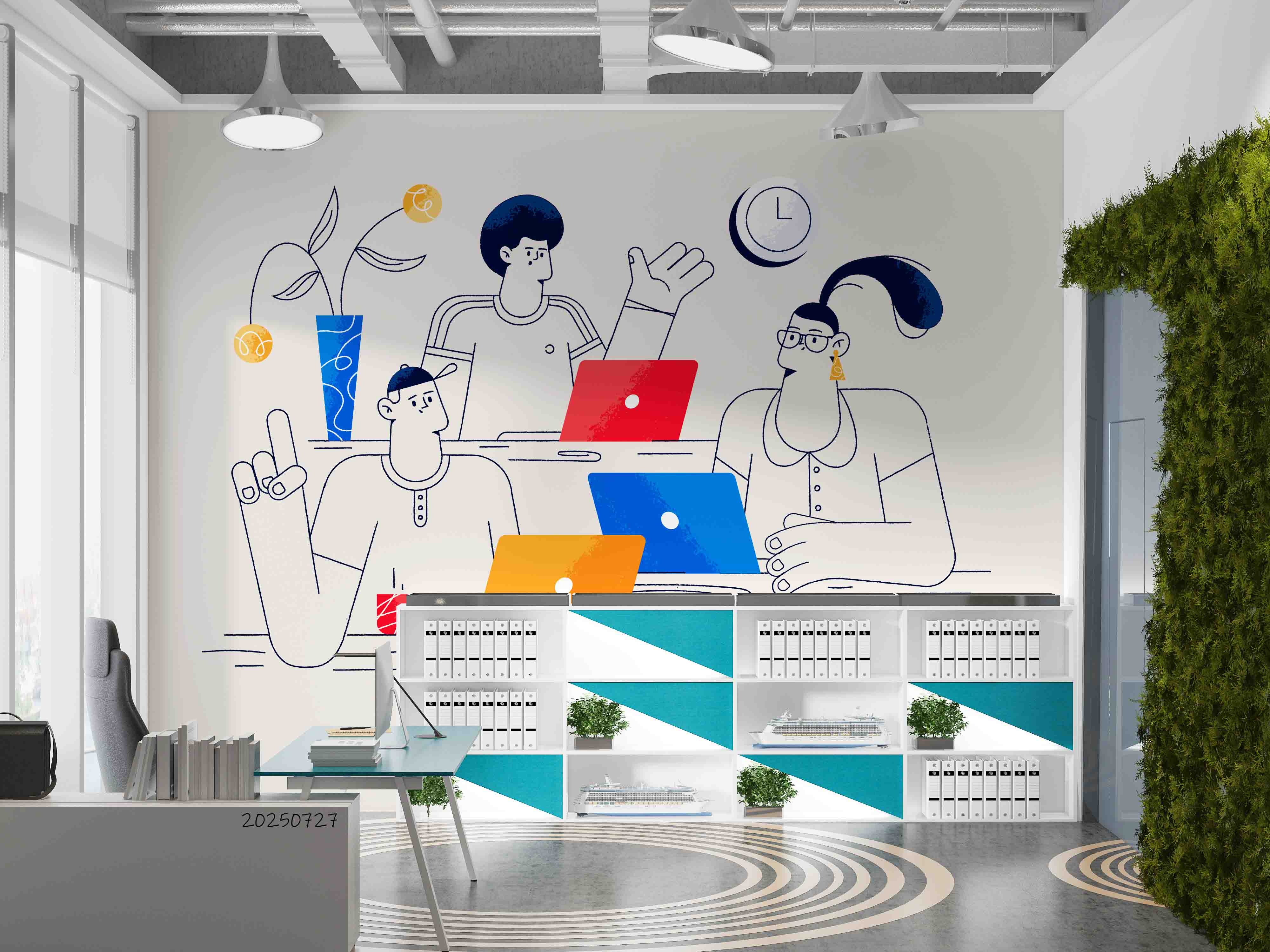 3D Office Business Commerce Hand Drawing Working Wall Mural Wallpaper 24