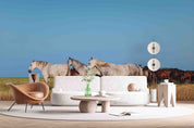 3D Blue Sky Grassland Animal Horse Scenery Wallpaper Wall Mural Wall Decor Wall Art Wall Sticker Remoable Wallpaper LQH