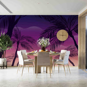 3D Summer Tropical Coconut Tree Purple Background Wall Mural Wallpaper GD 3380- Jess Art Decoration