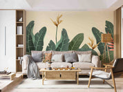 3D Floral Leaf Apricot Wall Mural Wallpaper YXL 2965