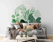3D Tree Leaf Round Rectangle Wall Mural Wallpaper YXL 3093