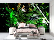 3D Cartoon Person Sword Green Wall Mural Wallpaper YXL 1194