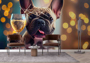 3D Animal Dog Night Yellow Wall Mural Wallpaper YXL 1846