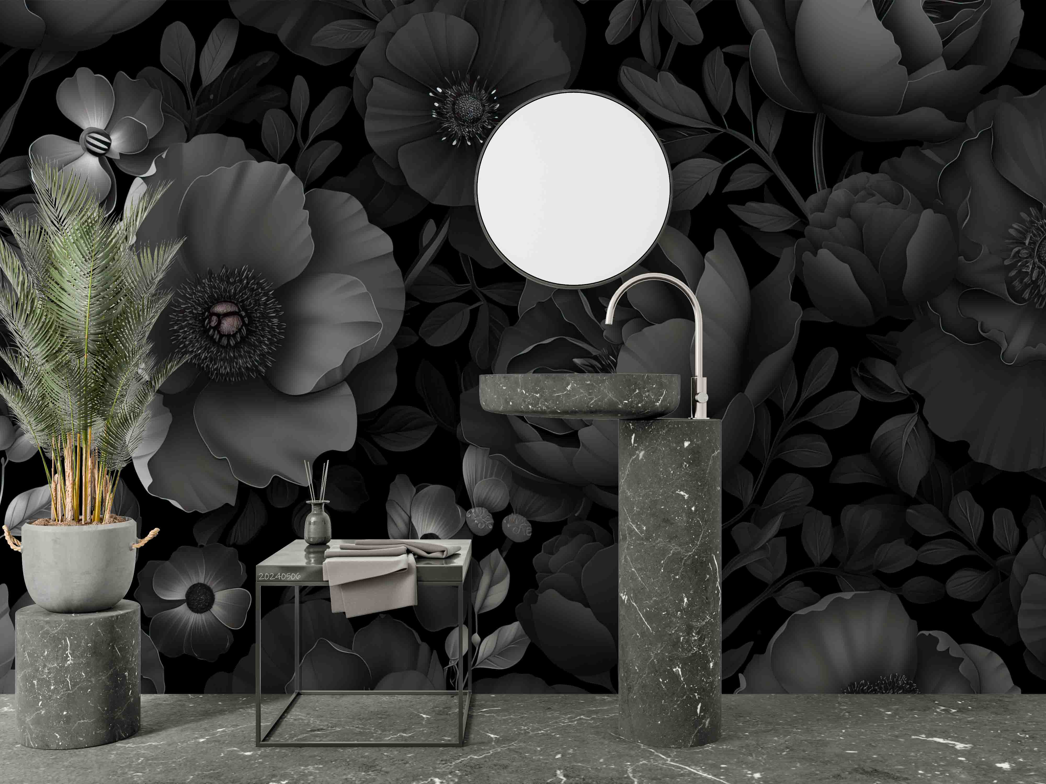 3D Abstract Black Floral Pattern Wallpaper Wall Mural Wall Decor Wall Art Wall Sticker Remoable Wallpaper