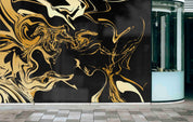 3D Retail Shop Store Market Trade Marble Gold Black Wall Mural Wallpaper 21