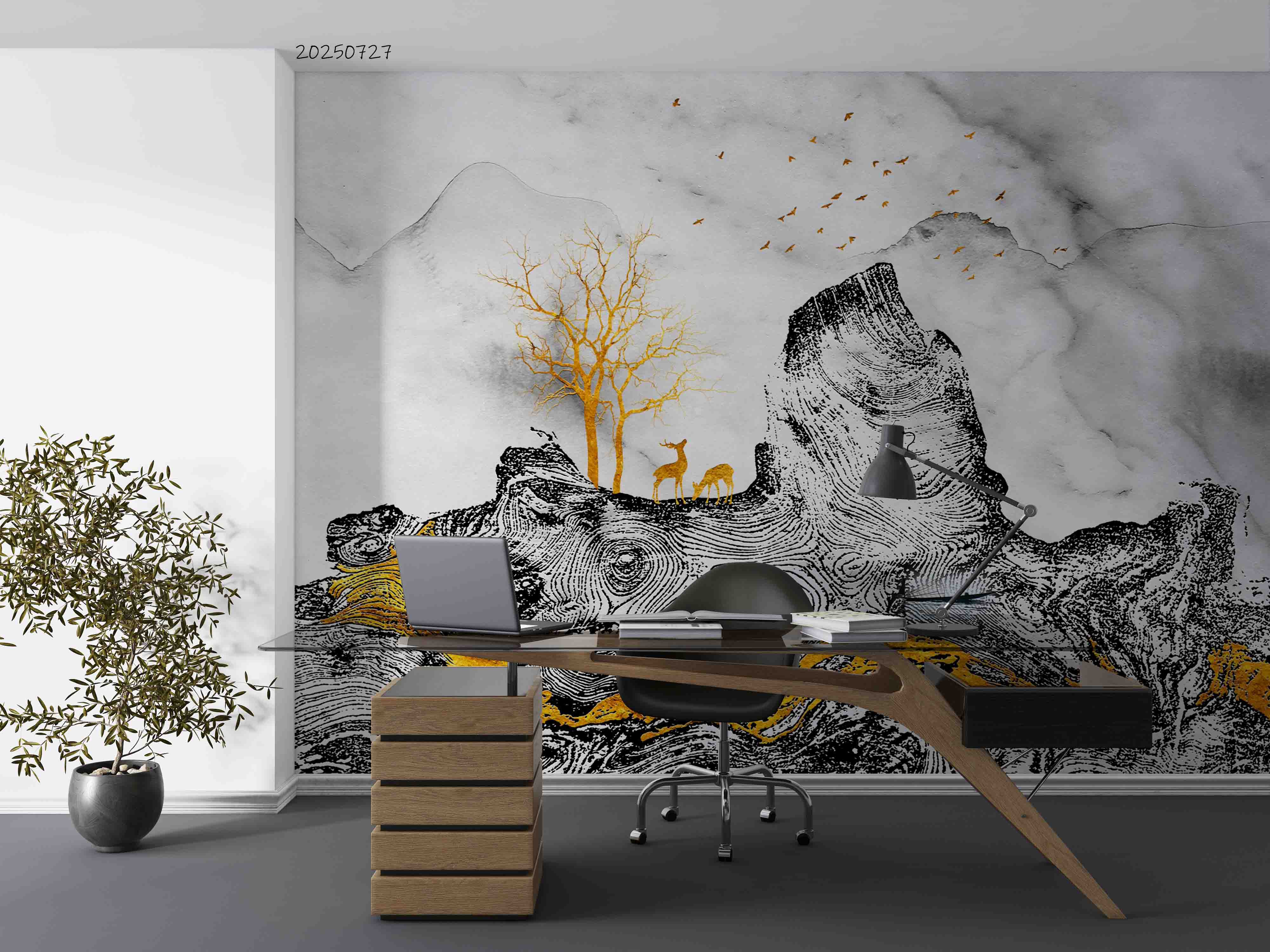 3D Office Business Commerce Ink Painting Wall Mural Wallpaper 41